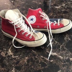 ADORABLE red, white and blue converse high tops!